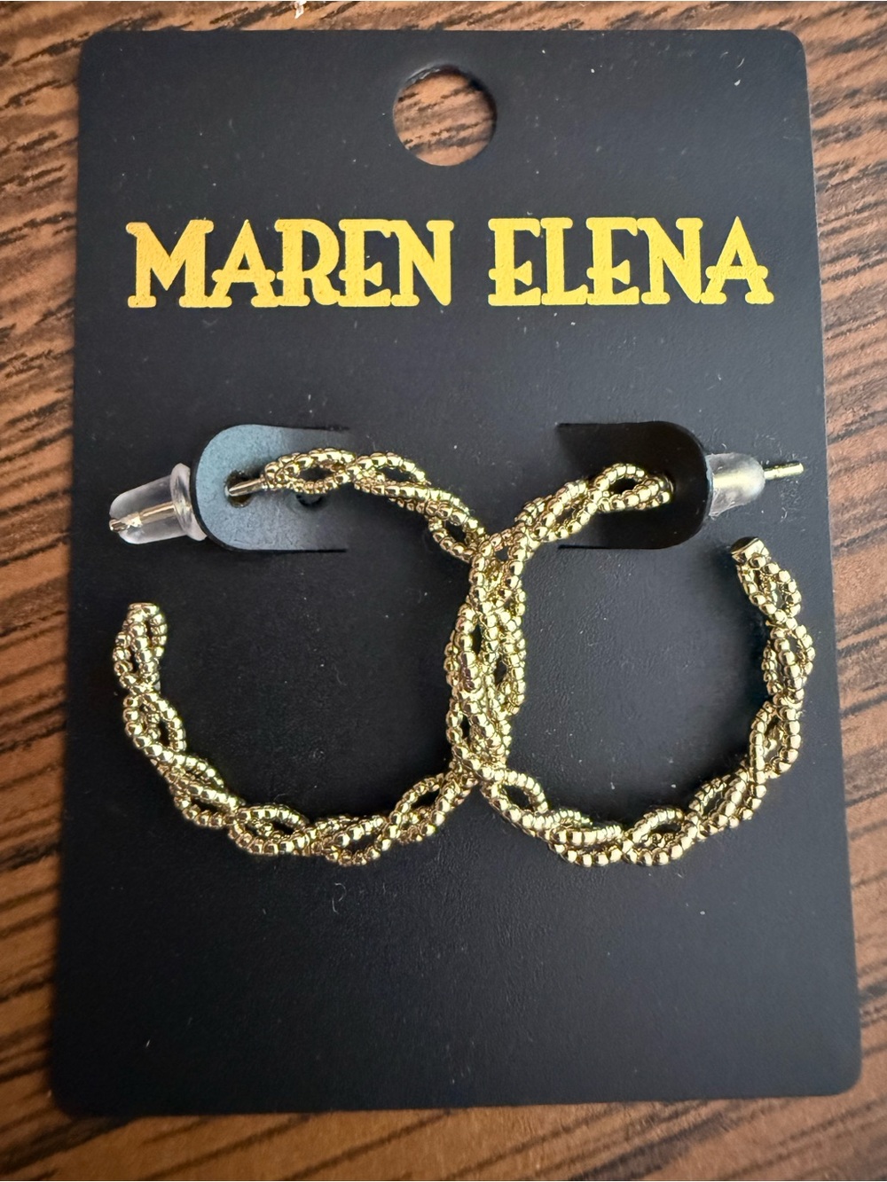 Maren Elena Twisted Beaded Hoop Earrings - Gold